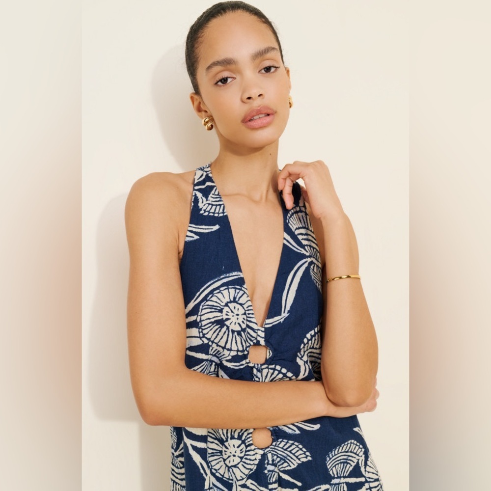 Anthropologie Celandine Plunge Linen Maxi Dress Coverup NWOT - Picture 5 of 15